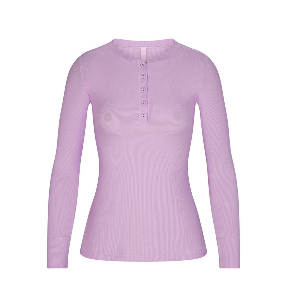 SKIMS Soft Lounge Long Sleeve Henley - Sugar Plum